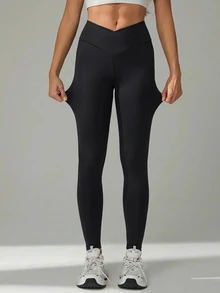 SHEIN Tall 女款純色極簡高腰長褲，日常穿著，適合高個女性 - 彩色 - 查看 6