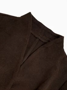 SHEIN Women's Autumn/Winter Single Piece Wool Solid Color No Pattern Stand Collar Waist-Cinching Single-Breasted Mid-Length City Street Minimalist Coat - Coffee Brown - View 6