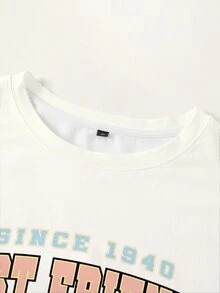TOM & JERRY X SHEIN Plus Size Letter Cartoon Print Casual Daily Short Sleeve T-Shirt - White - View 3