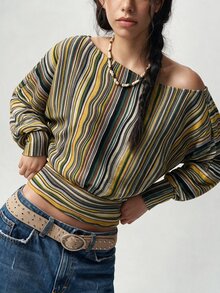 Bohemela 休閒條紋針織女款T恤 - 彩色 - 查看 3