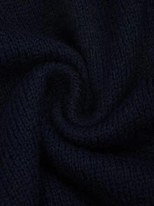 Sweetra Vintage Fashion Cape Shawl Style Colorblock Cardigan Women Autumn/Winter High-End Navy Blue Slimming Short Sweater - Navy Blue - View 3
