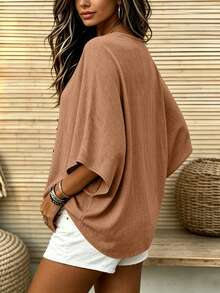 Breezaya Plus Size Vintage Holiday Frog Button Fashion Shirt - Brown - View 2