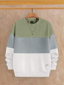 HIMLAND Men's Colorblock Casual Daily Long Sleeve Sweatshirt - Multicolor - View 1