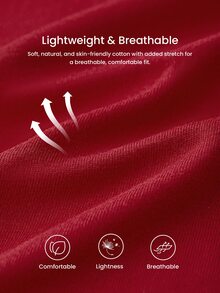 LUVLETTE Plus Size  Soft 100% Pure Cotton Red Basic Long Sleeve Button-Up Top & Pants Pajama Sets For Men Lounge With Pockets Pajamas Christmas & New Years - Red - View 5