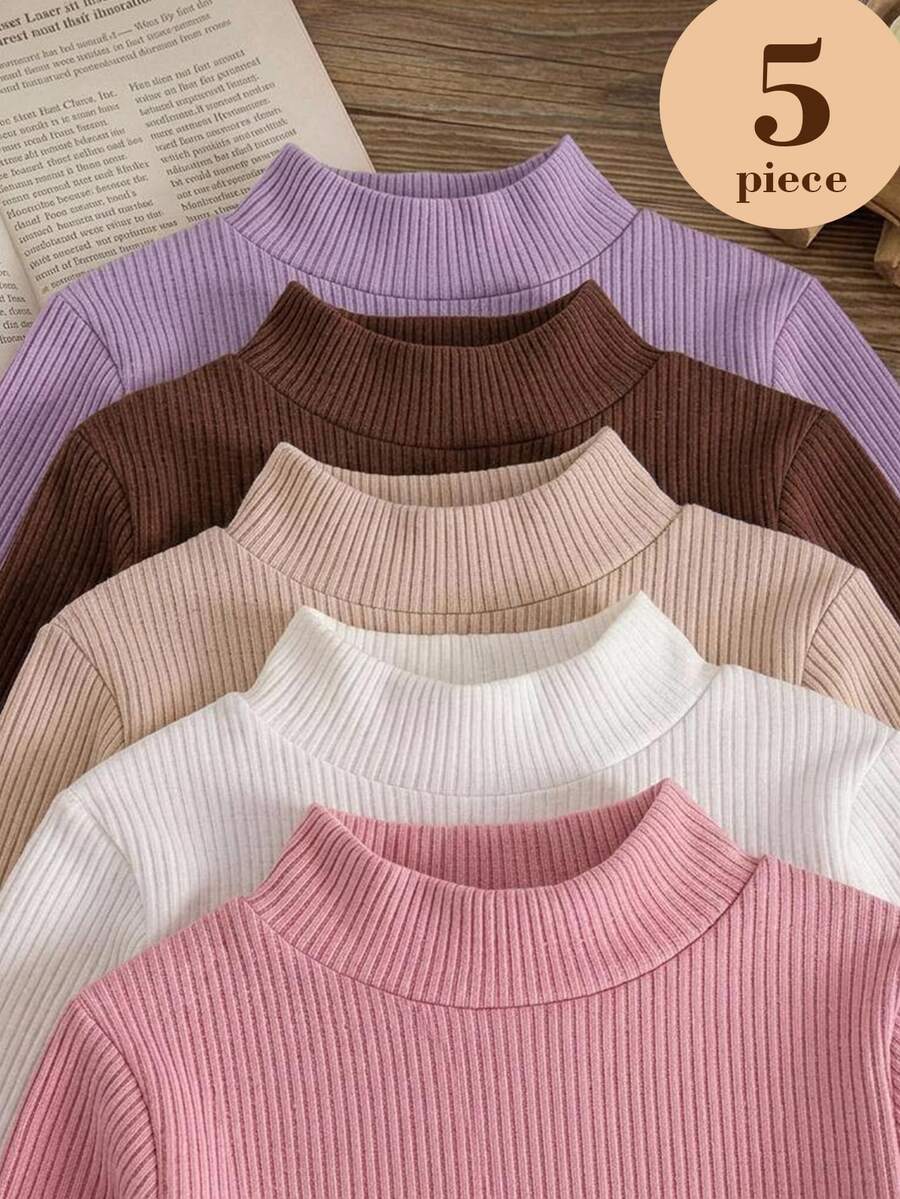 SHEIN 5PCS Young Girls T-Shirts - Multicolor - View 1