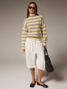 Athîral Cardigan Kasual Bergaris untuk Wanita, Cocok untuk Sehari-hari - MultiWarna - View 2