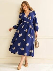 Écloséra Curve Damklänning i plus size, fransk vintage med broderi, för bröllöpsgäst - Multifärgad - Visa 5