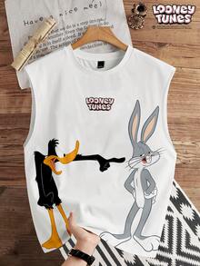LOONEY TUNES X SHEIN Daypath 男士卡通印花圓領寬肩背心 - 彩色 - 查看 1