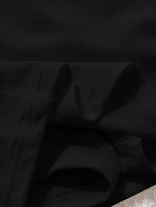 SHEIN Tween女孩 針織純色淺灰色內建內搭褲休閒抽繩運動風裙 - 黑色 - 查看 8
