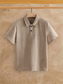 HIMLAND Men's Solid Color Short Sleeve Shirt And Long Pants Casual Daily Outfit - Multicolor - View 9