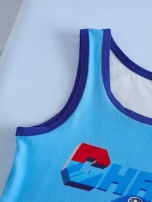 SHEIN | PAW Patrol Áo top mặc thường ngày phong cách casual in chữ và hoạt hình cho bé trai - Xanh và trắng - Xem 5