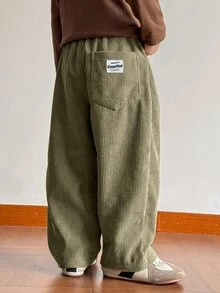 SHEIN Teen Boy Casual Everyday Long Pants - Army Green - View 1