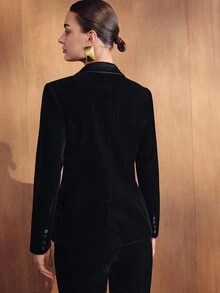 MOTF PREMIUM WOMEN'S NOTCH LAPEL CASUAL VERSATILE COMMUTER BLAZER - Black - View 6