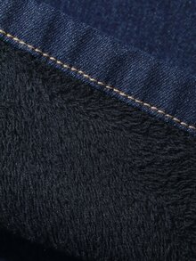 Dazy Plus Thermal Lined Thickened Straight Leg Cropped Jeans, Fun Commute Style, Autumn/Winter New - Dark Wash - View 7