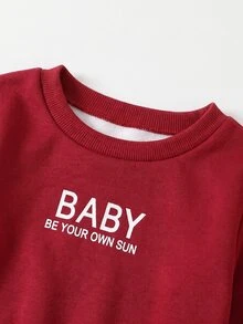 Baby Girl Letter Print Sweatshirt And Leggings Set - Multicolor - View 5