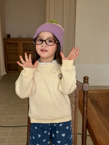 Dazy Kids Infant/Toddler (Girls) Round Neck Korean Style Long Sleeve Autumn/Winter Sweatshirt - Beige - View 5