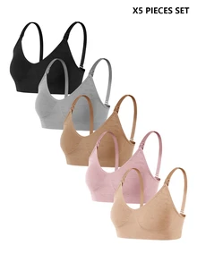 Moonlight&Mama 5pcs Seamless Maternity Underwear Set, Postpartum Nursing Bra, High Elasticity, Soft Comfortable Skin-Friendly - Multicolor - View 1