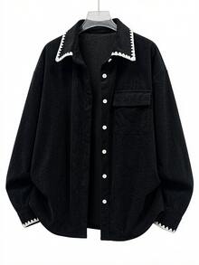 GlowEve Women's Colorblock Casual Versatile Everyday Outing Shirt - Black - View 3