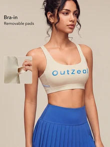 OutZeal Women Sports Bra Gym Yoga Soft Crisscross Straps Bra-In With Removable Pads - Beige - View 2