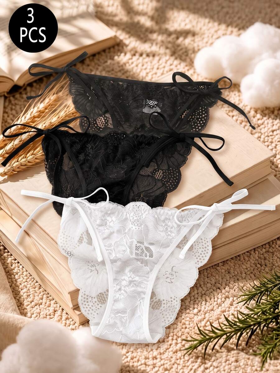 Snug Zone 女款蕾絲側綁帶比基尼內褲 3 件組 - 彩色 - 查看 1