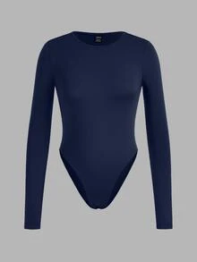 SHEIN EZwear 3件裝純色百搭對比色女款長袖修身連身衣，適合春秋穿著 - 彩色 - 查看 6