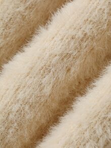 Dazy Plus Autumn Sexy Fitted Hollow-Out Contrast Color Drawstring Bow-Knot Sweater - Beige - View 8