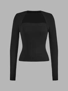 SHEIN EZwear 女款純色長袖休閒T恤（2件組） - 彩色 - 查看 3