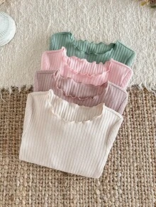 LMoss Kids Young Girl 4件組女孩長版針織休閒T恤套裝，秋季女童服飾，適合日常休閒穿著與街頭風 - 彩色 - 查看 6