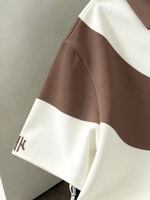 Daypath Brown And Beige Color-Block Short Sleeve Polo Shirt With Button Placket And Regular Fit - Multicolor - View 3