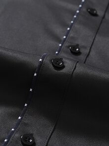 Manfinity Bizformal Men's Color Block Single-Breasted Casual Versatile Daily Wear Shirt, Formal, Ceremony - Black - View 6