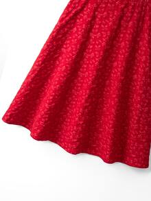 GlowEve CURVE Plus Size Elegant Red New Year Bow Print Woven Jacquard Skirt - Red - View 7