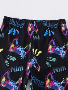 Piyama Anak Laki-laki Remaja 2 Potong Motif Konsol Game Fluorescent, Kerah Bulat, Lengan Panjang, Celana Panjang, Kasual, Nyaman, Pas di Rumah, Cocok untuk Musim Gugur/Dingin, Acara Keluarga, Pesta Piyama, Pemotretan. - MultiWarna - View 5