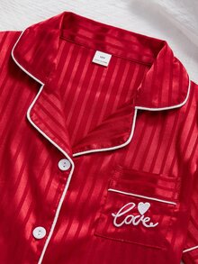 Girls Pink Checkered Knit Short Sleeve Cardigan And Shorts 2 Pieces Pajama Set Girly Pj Set Girls Night Summer Cute - Red - View 6