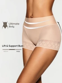 SHAPORA 1pc Women's Shaping Bottoms, Waist Cincher Butt Lift Tummy Control Pants, Daily Commute Fitness Date Shaping Pants - Apricot - View 6