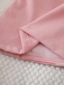 SHEIN 女嬰可愛鹿圖案刺繡吊帶休閒戶外洋裝，春秋款 - 粉色 - 查看 6