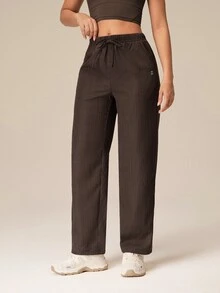 OutZeal Women Outdoor Pants Casual Work Soft Mid Waist Straight Leg Pants - Coffee Brown - View 6