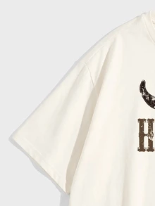 Sorvial Stickad enfärgad herr T-shirt i plus size med rund hals och kort ärm - Aprikos - Visa 5