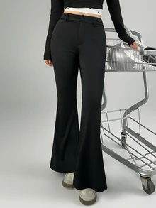 DAZY Women's Solid Color Casual Versatile Daily Wear Tight Fit Sports Leggings - Black - View 8