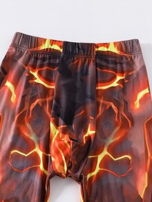 SHEIN 青少年男孩卡通印花長袖上衣與內搭褲居家休閒套裝 - 彩色 - 查看 4