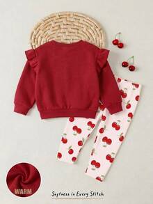 Baby Girl Letter Print Sweatshirt And Leggings Set - Multicolor - View 2