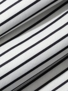 DAZY Women's Striped Colorblock Camisole Top And Long Pants Sports Set - Black and White - View 3
