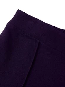 SHEIN LUNE 大尺碼女款純色休閒優雅百搭日常寬腿長褲 秋季 - 紫色 - 查看 8