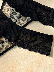 Bare Chapter 5pcs Leopard Print Lace Trim Women's Panty Set, Soft And Comfortable Fabric, Suitable For Daily Wear And All Seasons, Fashionable And Sexy Leopard Design, Perfect For Dates And Parties - Multicolor - View 7