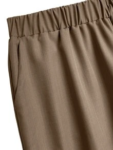 GlowEve CURVE Plus Size Women's Autumn/Winter Fashion Casual Comfortable Daily All-Match Versatile Khaki Suit Set - Khaki - View 7