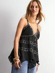 Willow Rêve Women's Black Sequin Embroidered Camisole Top - Black - View 3