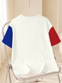 TOM & JERRY X SHEIN Plus Size Letter Cartoon Print Casual Daily Short Sleeve T-Shirt - White - View 2