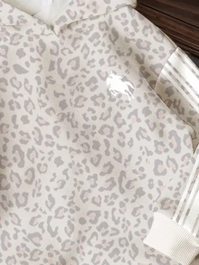 Tween Girl Leopard Print Striped Colorblock Sweatshirt Sweatshirt For Outings And Outdoor Picnics - Multicolor - View 4