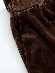 Holdful Holdful Women's Autumn Solid Color Waist Tie Wide Leg Loose Long Pants - Brown - View 3