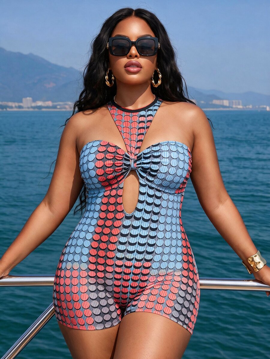 Slaydiva ملابس سباحة قطعة واحدة جديدة 2026 بأسلوب Y2K ريترو مؤثرة عطلة شاطئية ساحلية كاجوال مقاس كبير - متعدد الألوان - مشاهدة 1