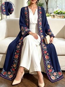SHEIN Najma 女款花卉印花休閒聚會與旅行長袍 - 彩色 - 查看 1